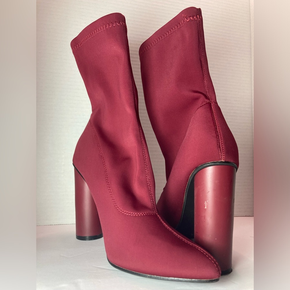 Red Heeled Frabic Ankle Boots